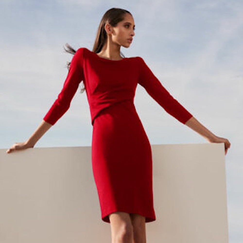 Emporio Armani red stretch jersey dress